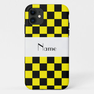 Coque Case-Mate Pour iPhone Motif à damiers noir et jaune
