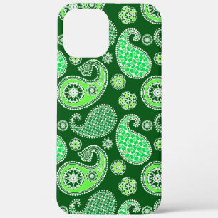 Coque iPhone 12 Pro Max Motif à dessins de Paisley, vert émeraude et jade