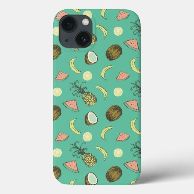 Coques Case-Mate iPhone Motif à doodle de fruits tropicaux (Verso)