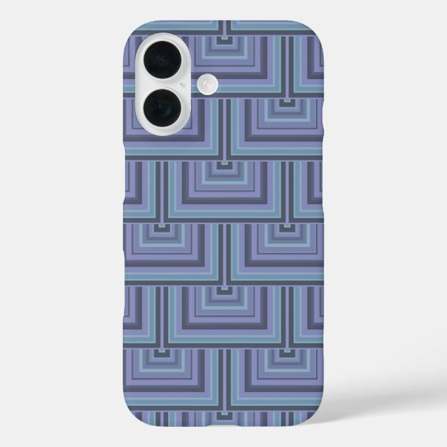 Coques Case-Mate iPhone Motif à écailles carrées à rayures bleu-gris (Verso)