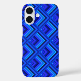 Coque Pour iPhone 16 Motif à échelle à bandes bleues