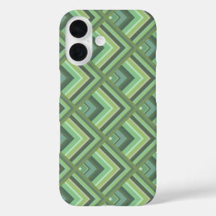 Coque Pour iPhone 16 Motif à échelle à rayures vert olive