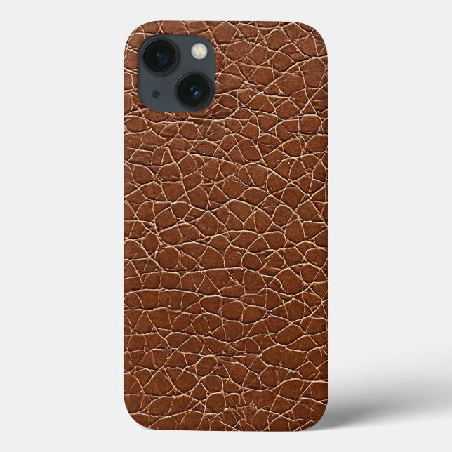 Coques Case-Mate iPhone motif à effet cuir Brown (Verso)