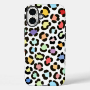 Coque Pour iPhone 16 Plus Motif à effet de fourrure Leopard multicolore tend