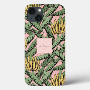 Case-Mate iPhone Case Motif à feuilles de bananier rose et jaune chic tr