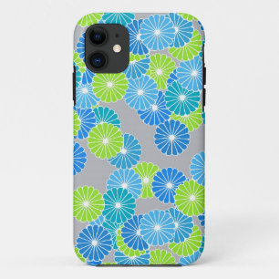 Case-Mate iPhone Case Motif à fleurs Art Déco - bleu et vert citron