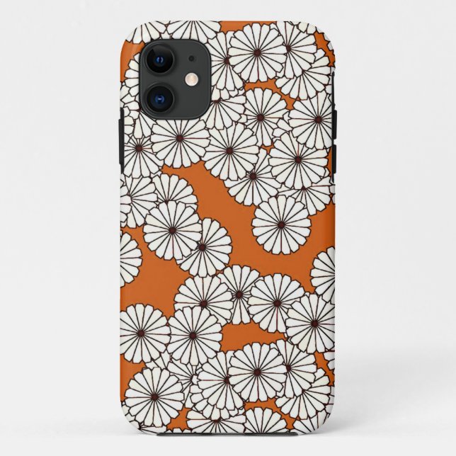 Coques Case-Mate iPhone Motif à fleurs Art déco - crème sur rouille (Dos)