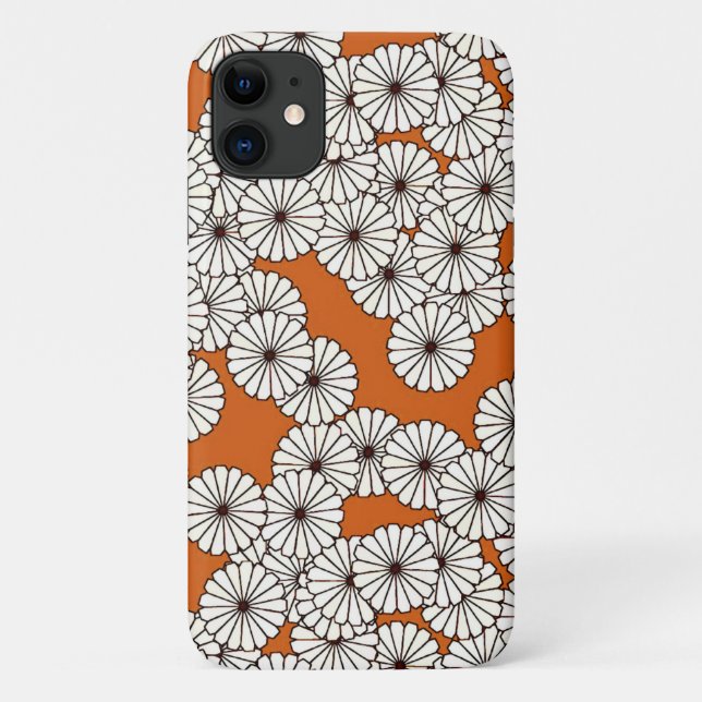Coques Case-Mate iPhone Motif à fleurs Art déco - crème sur rouille (Dos)