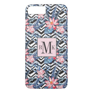 Coque iPhone 8 Plus/7 Plus Motif à fleurs de lotus tropicaux