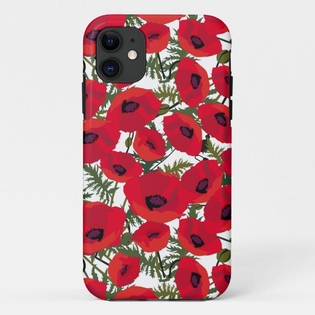 Coques Case-Mate iPhone Motif à fleurs de Red Poppies (Dos)