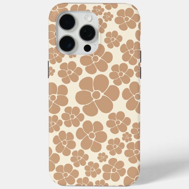 Coques Case-Mate iPhone Motif à fleurs en Tan et Crème (Verso)