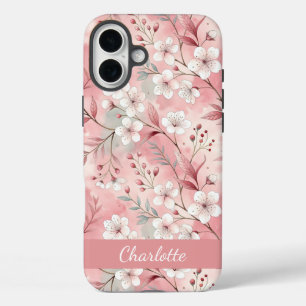 Coque Pour iPhone 16 Plus Motif à fleurs Sakura personnalisé rose