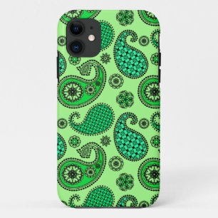 Coques Pour iPhone Motif à la paisley, vert de jade et vert menthe
