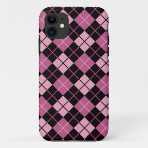 Coques Pour iPhone Motif à motifs de losanges dans le noir et le ros