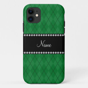 Case-Mate iPhone Case Motif à motifs de losanges vert nommé personnali
