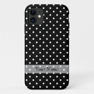 Coque iPhone 11 Motif à points de polka noir