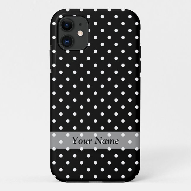 Coques Case-Mate iPhone Motif à points de polka noir (Dos)