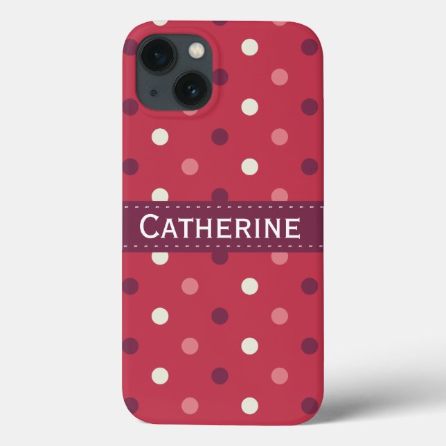 Coques Case-Mate iPhone Motif à points polka rose et blanc (Verso)