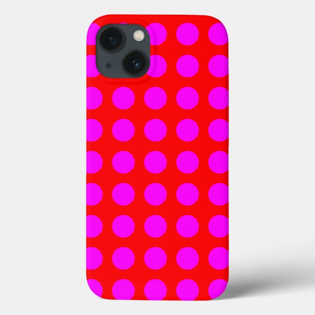 Coques Case-Mate iPhone Motif à points rouges et magenta tendance (Verso)