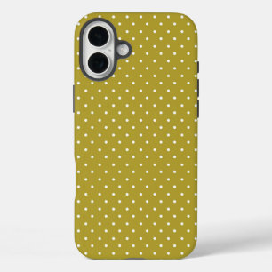 Coque Pour iPhone 16 Plus Motif à pois blancs jaune moutarde