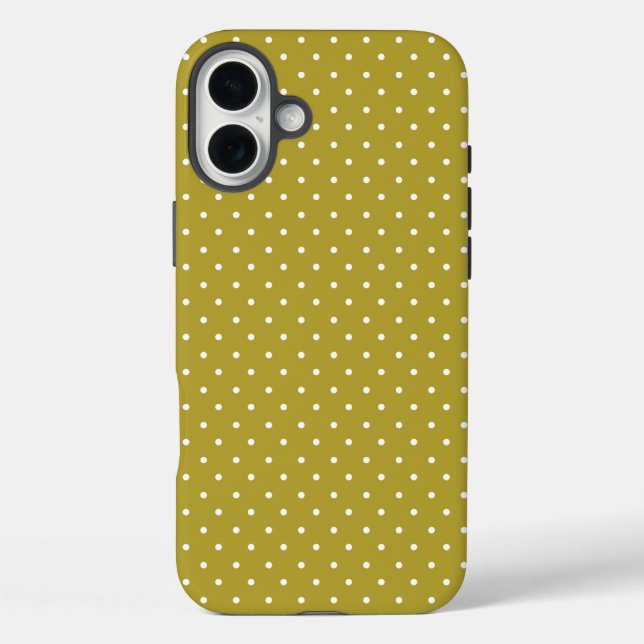 Coques Case-Mate iPhone Motif à pois blancs jaune moutarde (Verso)