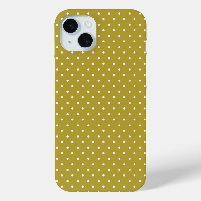 Coques Case-Mate iPhone Motif à pois blancs jaune moutarde  (Verso)