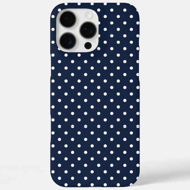 Coques Case-Mate iPhone Motif à pois bleu marine et blanc (Verso)