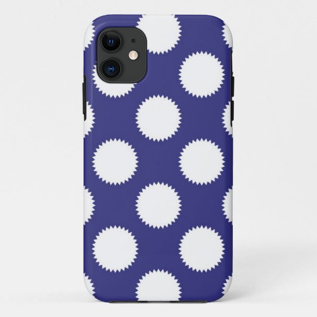 Coques Case-Mate iPhone Motif à pois bleu marine et blanc (Dos)