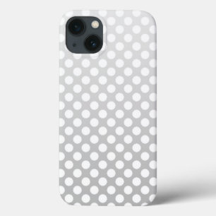 iPhone 13 Coque Motif à pois gris argenté et blanc