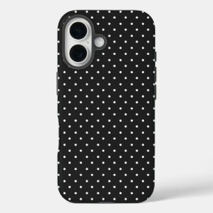 Coque Pour iPhone 16 Motif à pois noir et blanc sans couture