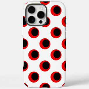 Coque iPhone 16 Pro Max Motif à pois noirs et rouges