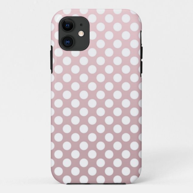 Coques Case-Mate iPhone Motif à pois rose et blanc (Dos)
