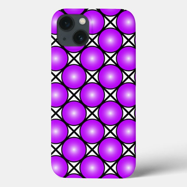 Coques Case-Mate iPhone Motif à pois roses magenta sur fond noir et blanc  (Verso)
