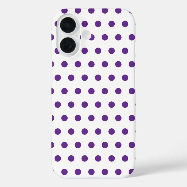 Coques Case-Mate iPhone Motif à pois violet lavande sur fond blanc (Verso)