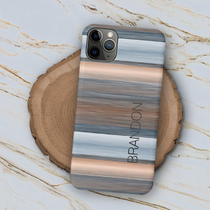 Case-Mate iPhone Case Motif à rayures aquarelle gris bleu marron personn