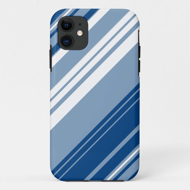 Coques Case-Mate iPhone Motif à rayures bleu foncé et blanc (Dos)