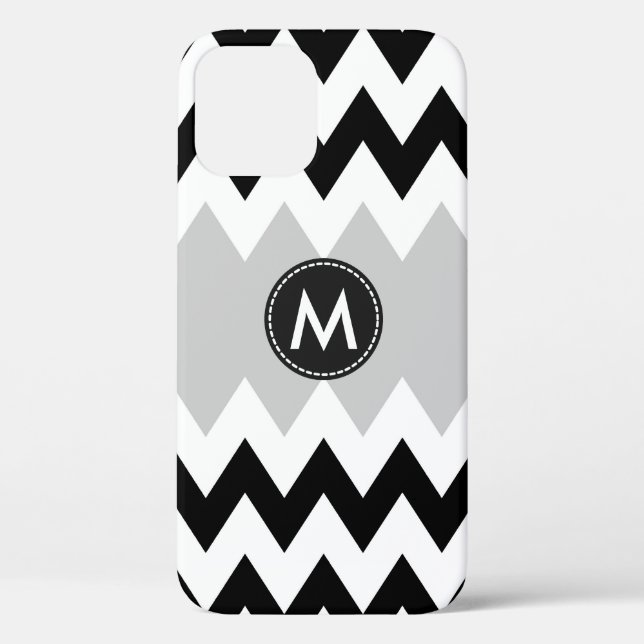 Coques Case-Mate iPhone Motif à rayures chevron noir et blanc (Verso)