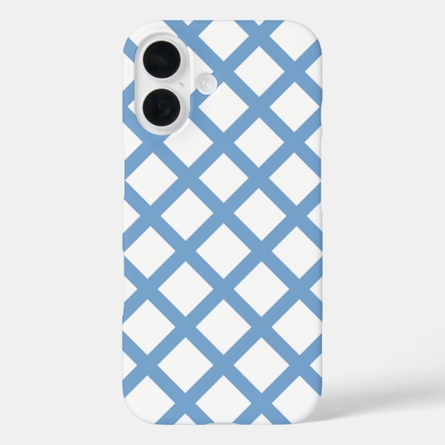Coques Case-Mate iPhone Motif à rayures diamantées Harlequin bleu blanc (Verso)