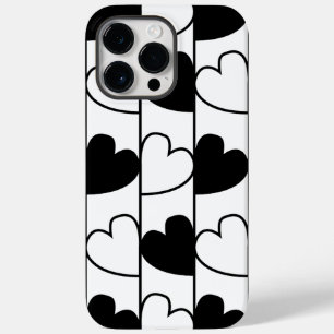 Coque Case-Mate iPhone Motif à rayures et cœurs noir et blanc