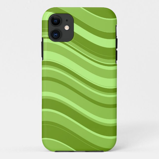 Coques Case-Mate iPhone Motif à rayures ondulées (chaux, vert) (Dos)