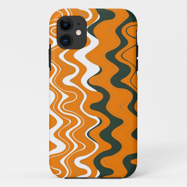 Coques Case-Mate iPhone Motif à rayures ondulées (orange, blanc, gris) (Dos)
