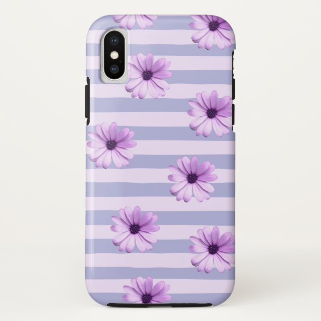 Coques Case-Mate iPhone Motif à rayures pastel avec des marguerites (Dos)