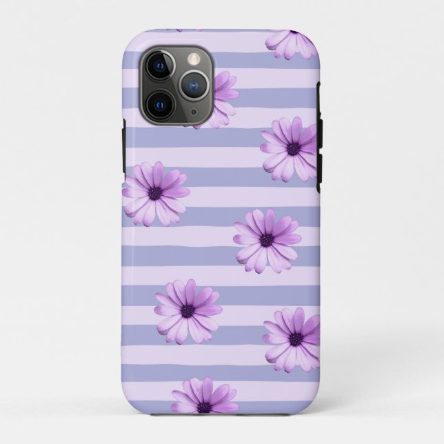 Coques Case-Mate iPhone Motif à rayures pastel avec des marguerites (Dos)
