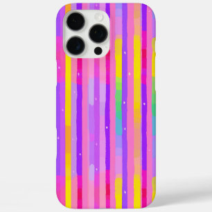 Coque iPhone 16 Pro Max Motif à rayures pastel rose violet