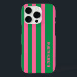 Coque iPhone 16 Pro Motif à rayures vertes et roses Personnalisé<br><div class="desc">Ajoutez une touche élégante à votre téléphone avec ce motif à rayures vertes et roses personnalisé iPhone 16 Pro coque. Doté d'un design rayé chic, il allie élégance et modernité. Customisez-le avec votre nom ou vos initiales pour un look unique, ce qui en fait un grand accessoire ou un cadeau...</div>