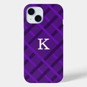Coque Case-Mate iPhone Motif à rayures violettes avec initiale unique