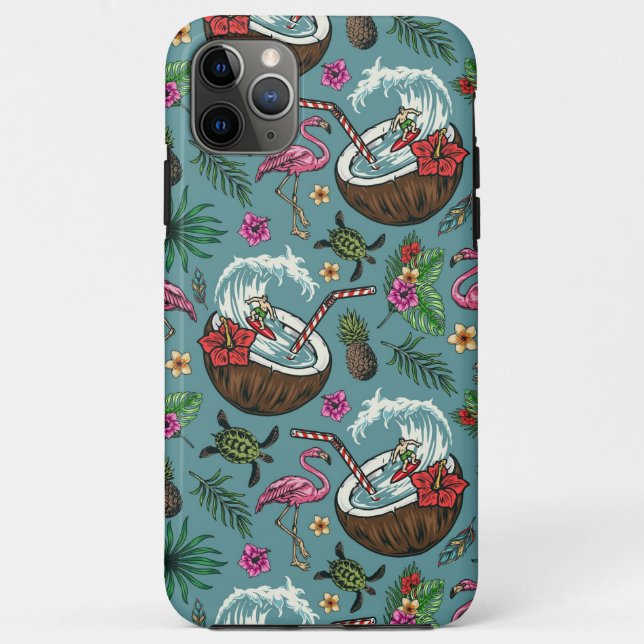 Coques Case-Mate iPhone Motif à thème tropical surf rétro (Dos)