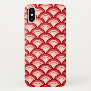 Coques Pour iPhone Motif à vagues Art déco - corail rouge et rose