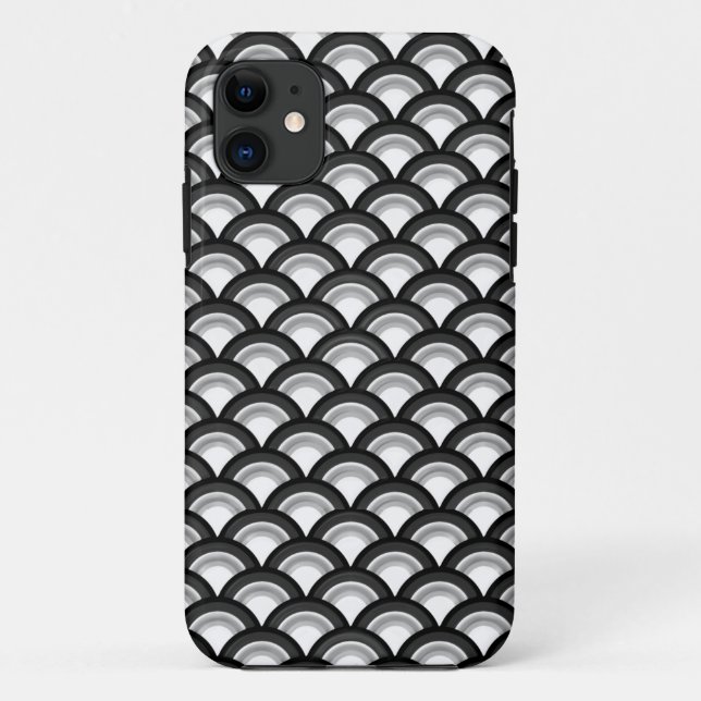 Coques Case-Mate iPhone Motif à vagues Art déco - noir et blanc (Dos)