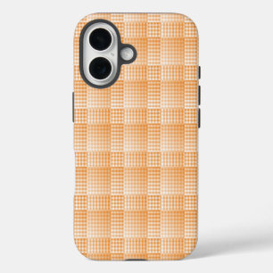 Coque Pour iPhone 16 Motif abstrait à carreaux orange et blanc